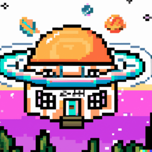 DALL·E 2022 11 29 11.11.51 A home at the top of a saturn in the middle of the universe pixel art Hi Homie