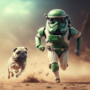 HiHomie star trooper with a green tie running from a pug 8k hd dc444586 7fb8 4b78 a7bf bbdae1723324 1 Hi Homie